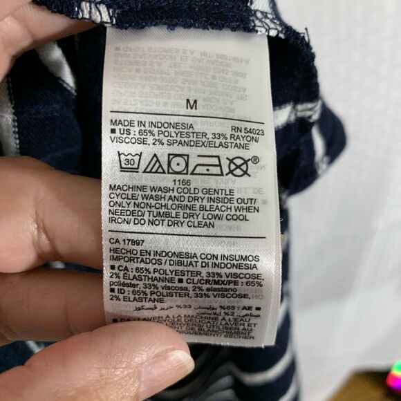 Old Navy Knit Lightweight Dress Navy White Womens M Long Sleeve Mock Neck - Picture 6 of 7